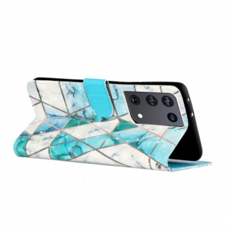 Fodral Samsung Galaxy S21 Ultra 5G Med Kedjar Marble Strip Light Spotlights