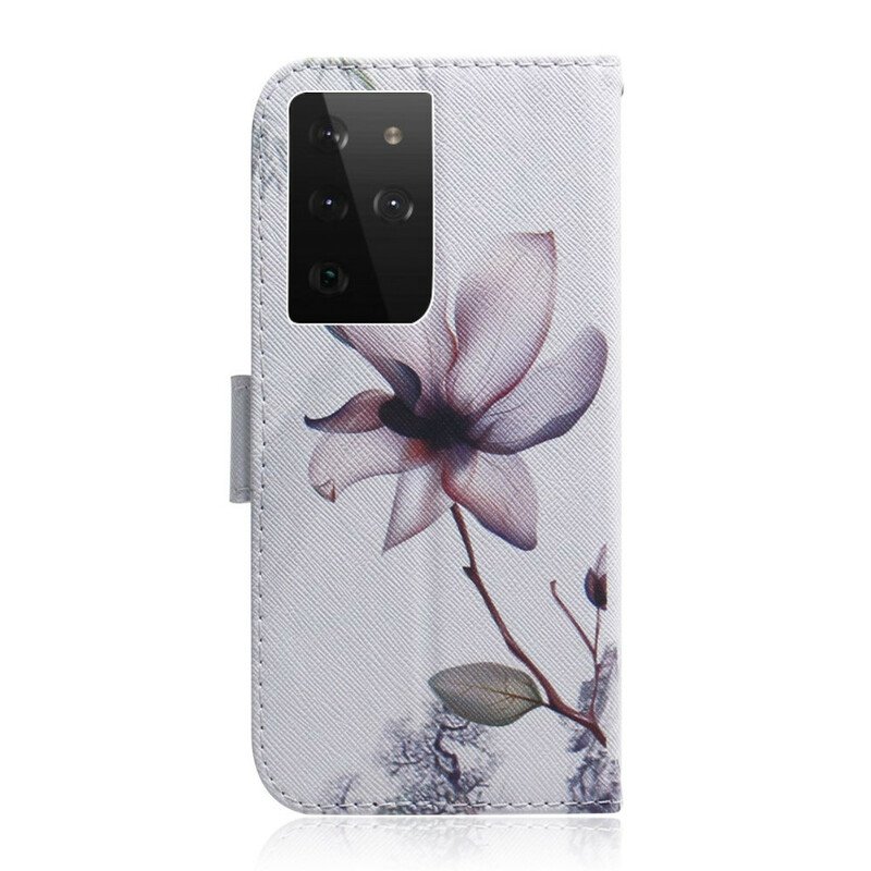 Folio-fodral Samsung Galaxy S21 Ultra 5G Blomma Dusty Pink