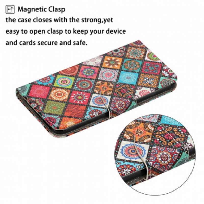 Folio-fodral Samsung Galaxy S21 Ultra 5G Patchwork-mandalas Med Linne