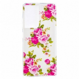 Mobilskal Samsung Galaxy S21 Ultra 5G Fluorescerande Liberty Flowers