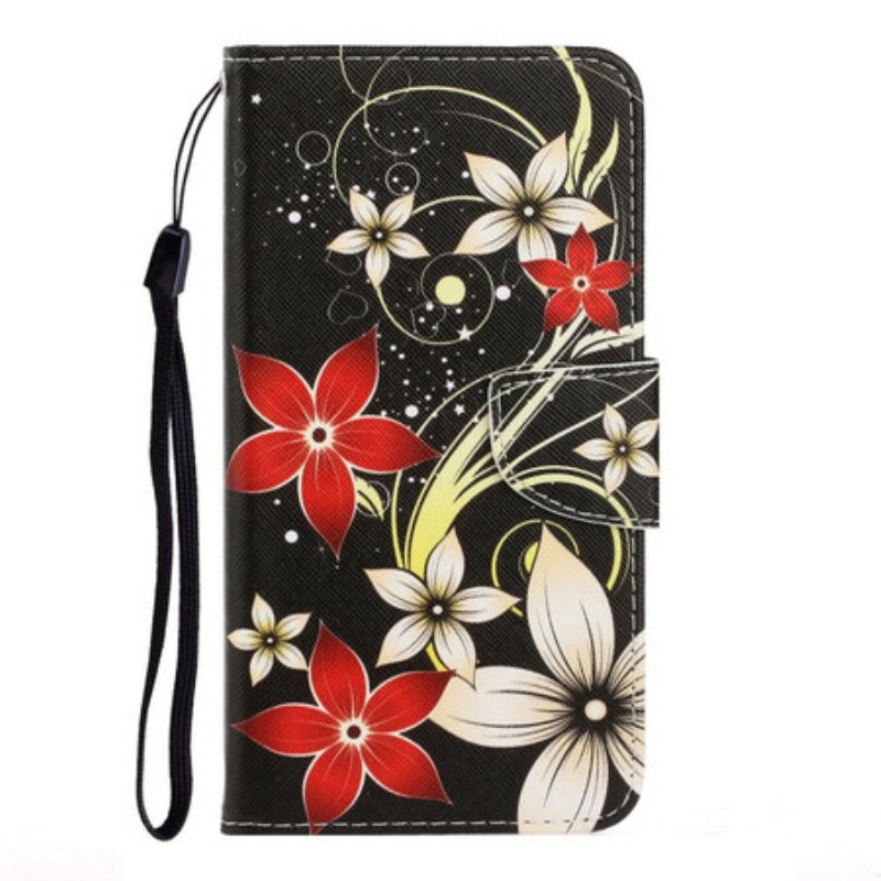 Folio-fodral Xiaomi Redmi Note 9S / 9 Pro Med Kedjar Färgglada Strappy Blommor