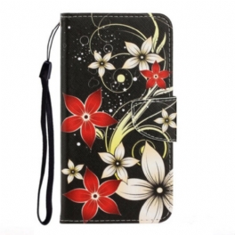 Folio-fodral Xiaomi Redmi Note 9S / 9 Pro Med Kedjar Färgglada Strappy Blommor