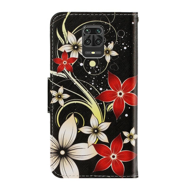 Folio-fodral Xiaomi Redmi Note 9S / 9 Pro Med Kedjar Färgglada Strappy Blommor