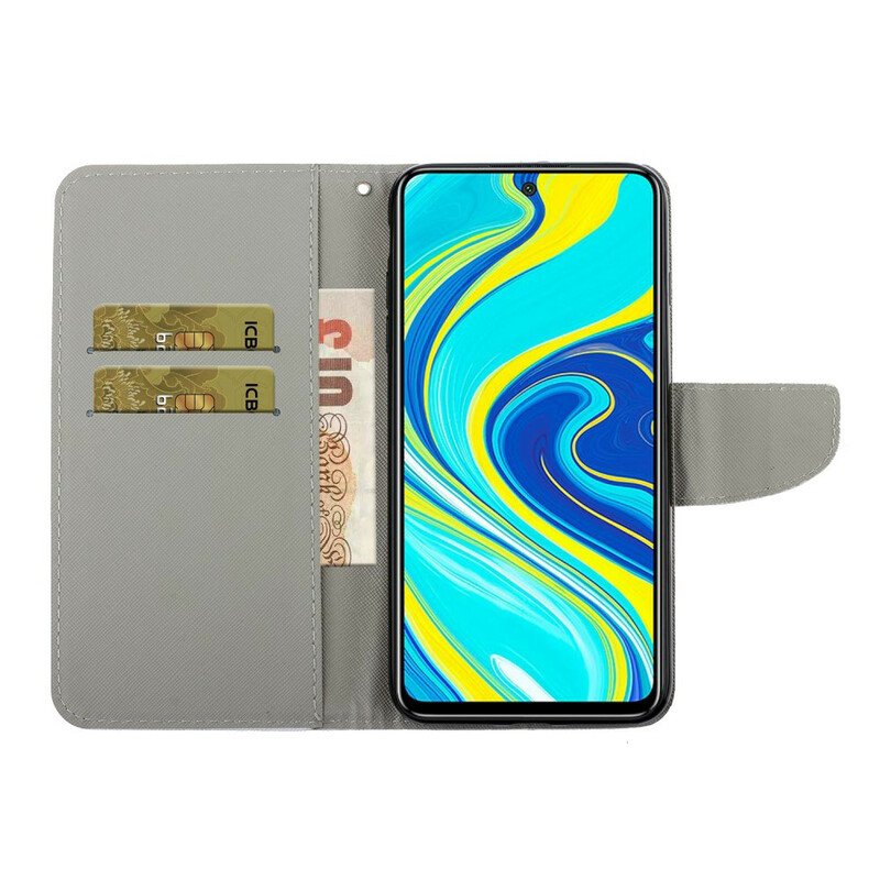 Folio-fodral Xiaomi Redmi Note 9S / 9 Pro Med Kedjar Romantisk Ros Med Rem