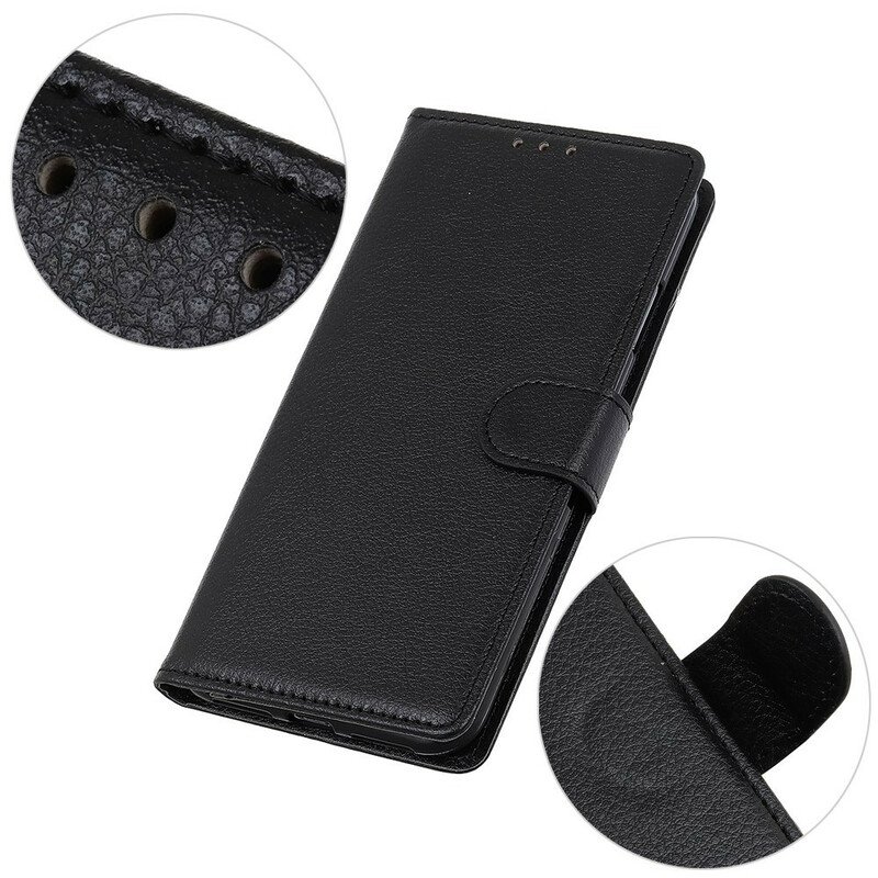 Folio-fodral Xiaomi Redmi Note 9S / 9 Pro Premium Litchi Lädereffekt