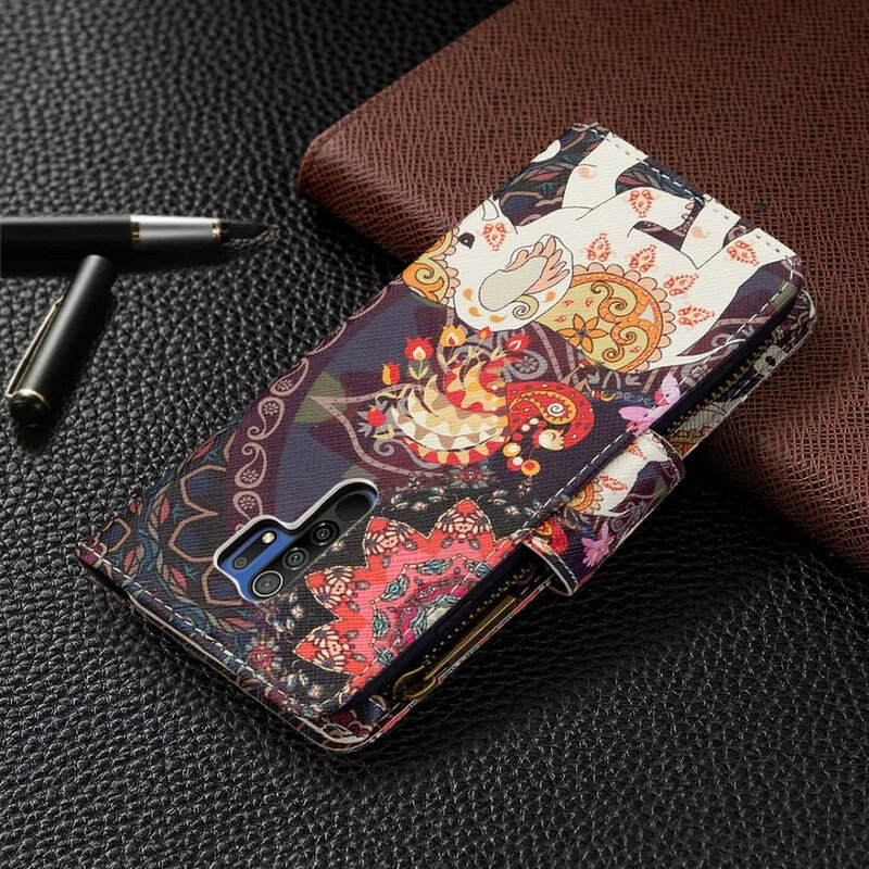 Fodral Xiaomi Redmi 9 Elephant Zip-ficka