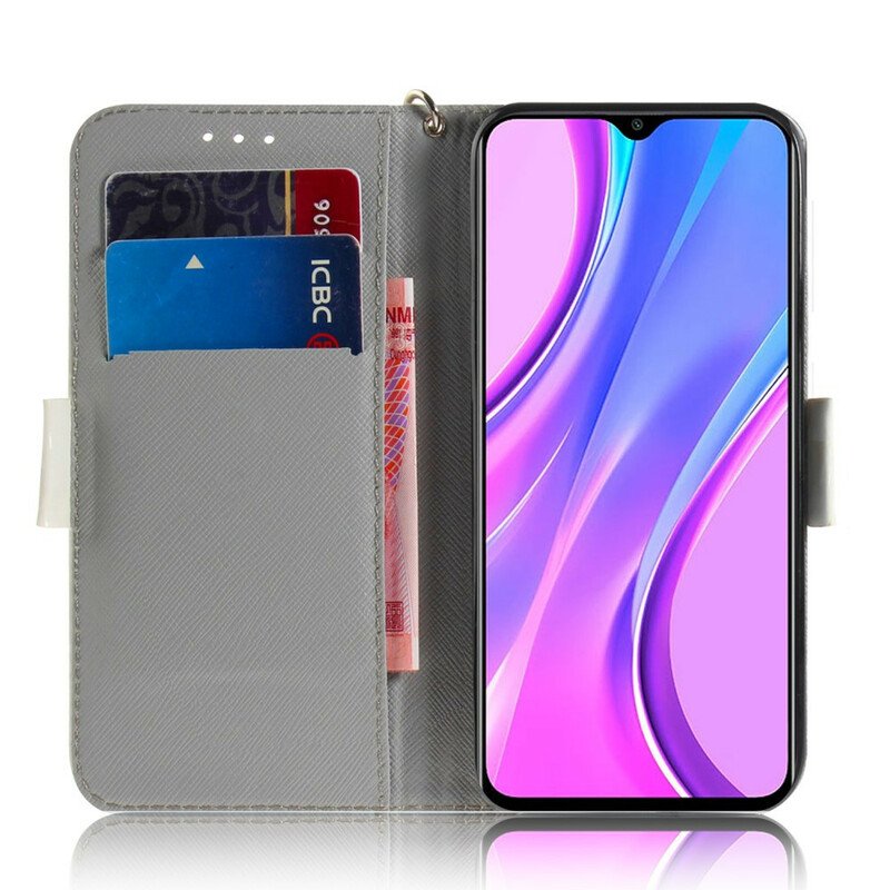 Fodral Xiaomi Redmi 9 Med Kedjar Blommande Gren Med Rem