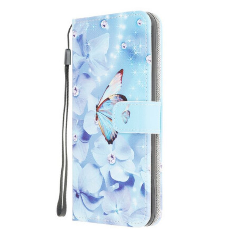 Fodral Xiaomi Redmi 9 Med Kedjar Strappy Diamond Butterflies