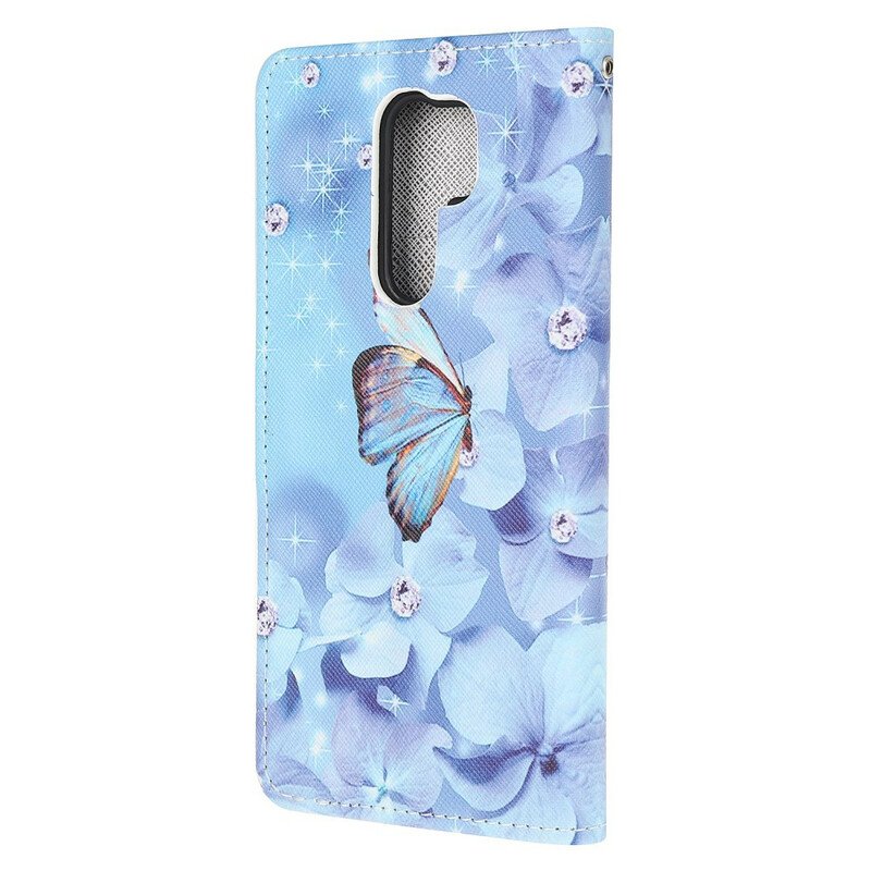 Fodral Xiaomi Redmi 9 Med Kedjar Strappy Diamond Butterflies