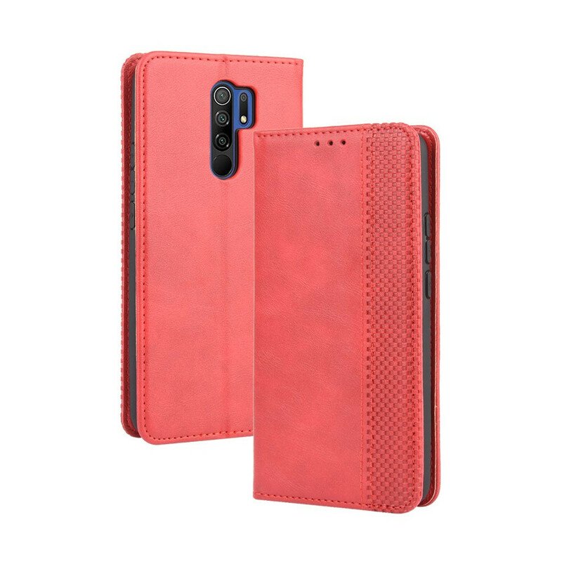 Folio-fodral Xiaomi Redmi 9 Läderfodral Stiliserad Vintage Lädereffekt