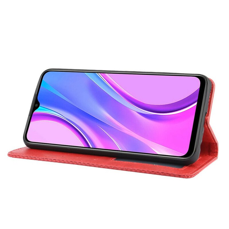 Folio-fodral Xiaomi Redmi 9 Läderfodral Stiliserad Vintage Lädereffekt