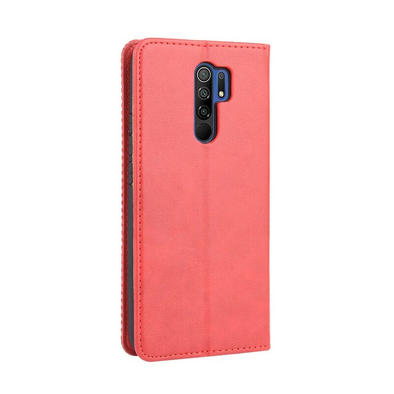 Folio-fodral Xiaomi Redmi 9 Läderfodral Stiliserad Vintage Lädereffekt