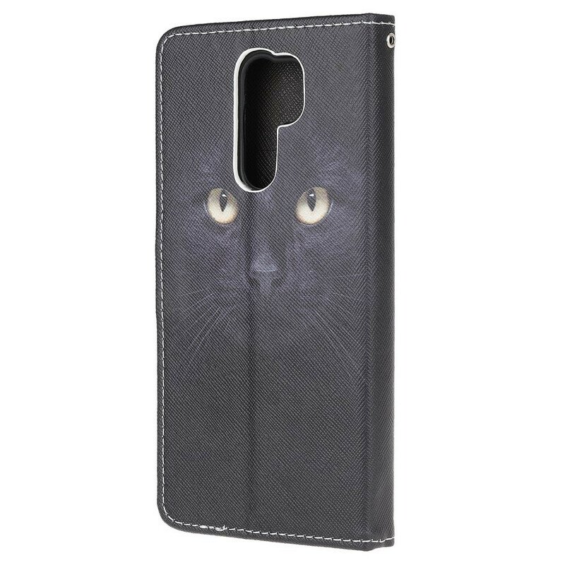 Folio-fodral Xiaomi Redmi 9 Med Kedjar Strappy Black Cat Eyes