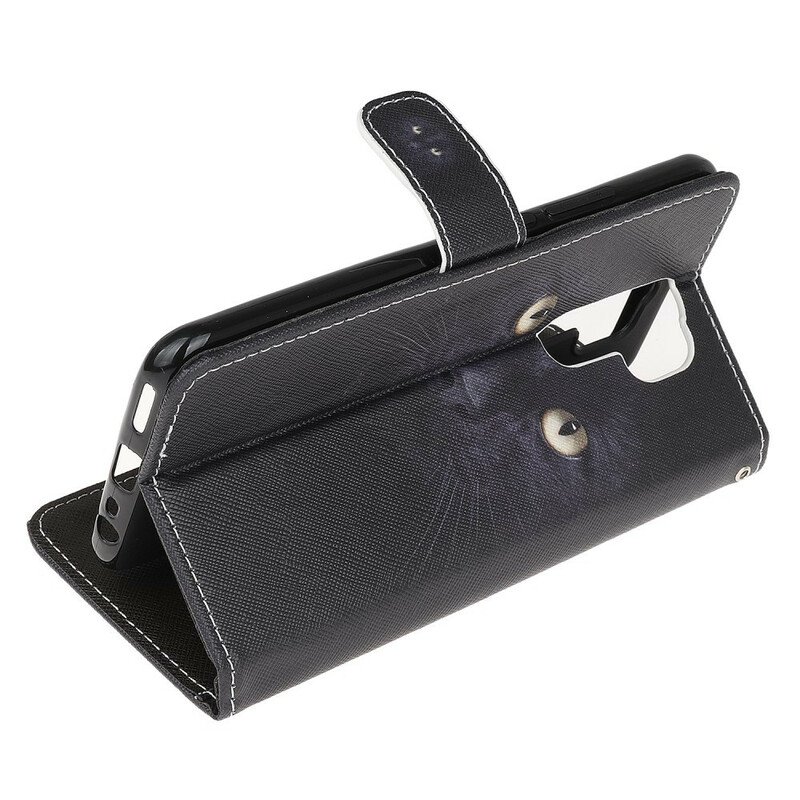 Folio-fodral Xiaomi Redmi 9 Med Kedjar Strappy Black Cat Eyes