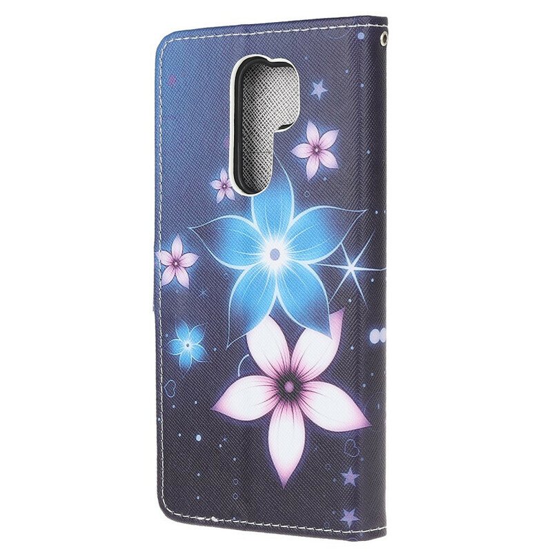 Läderfodral Xiaomi Redmi 9 Med Kedjar Lunar Strap Blommor