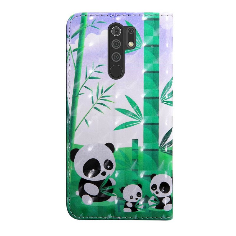 Läderfodral Xiaomi Redmi 9 Panda Familj