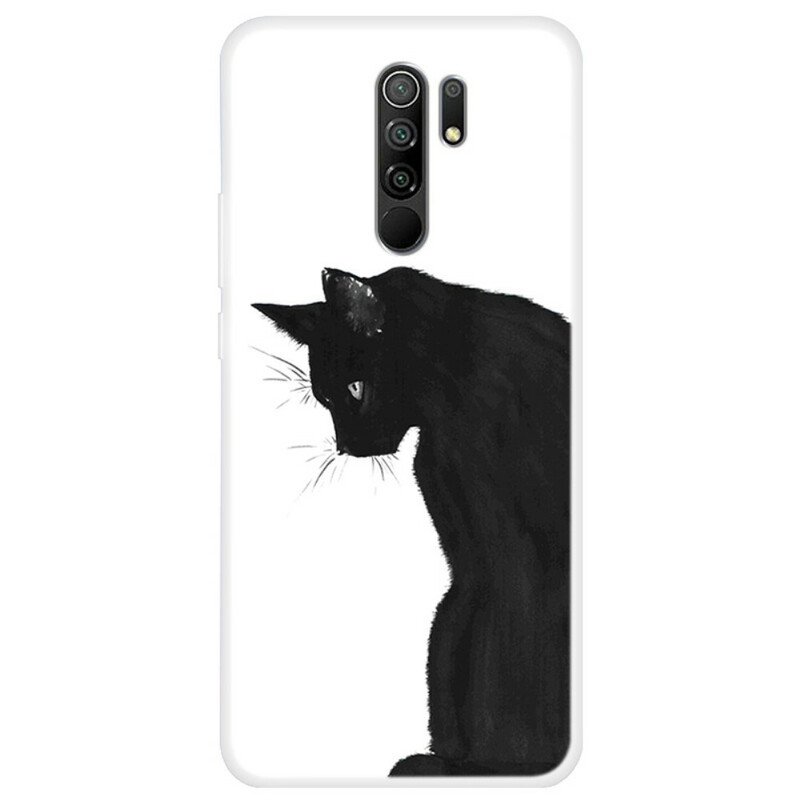 Skal Xiaomi Redmi 9 Eftertänksam Svart Katt