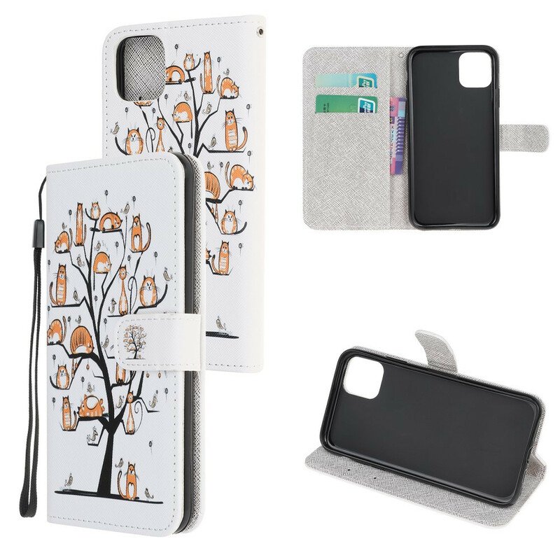 Fodral iPhone 12 Mini Med Kedjar Funky Cats Med Rem