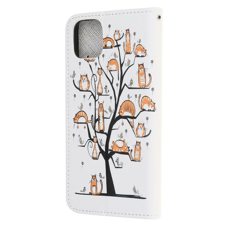 Fodral iPhone 12 Mini Med Kedjar Funky Cats Med Rem