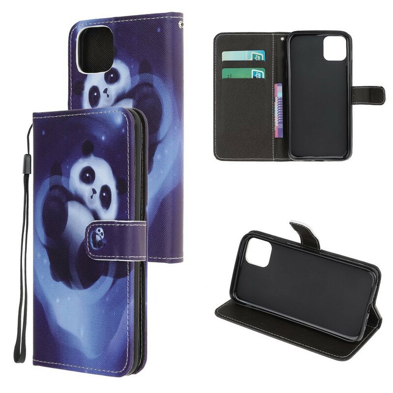 Fodral iPhone 12 Mini Med Kedjar Panda Space Med Lanyard