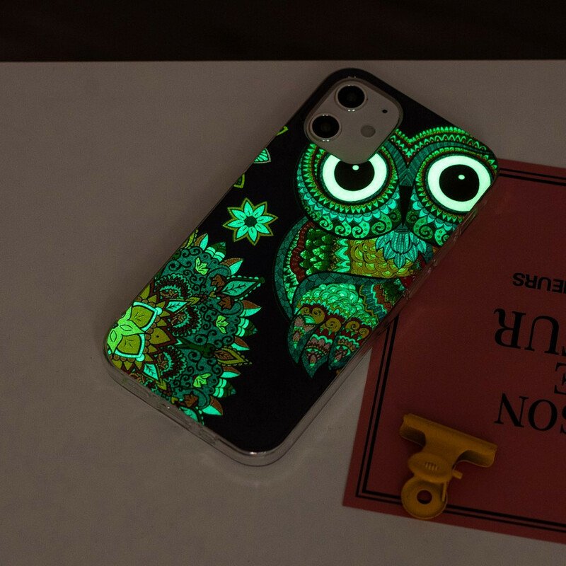 Mobilskal iPhone 12 Mini Fluorescerande Uggla Mandala