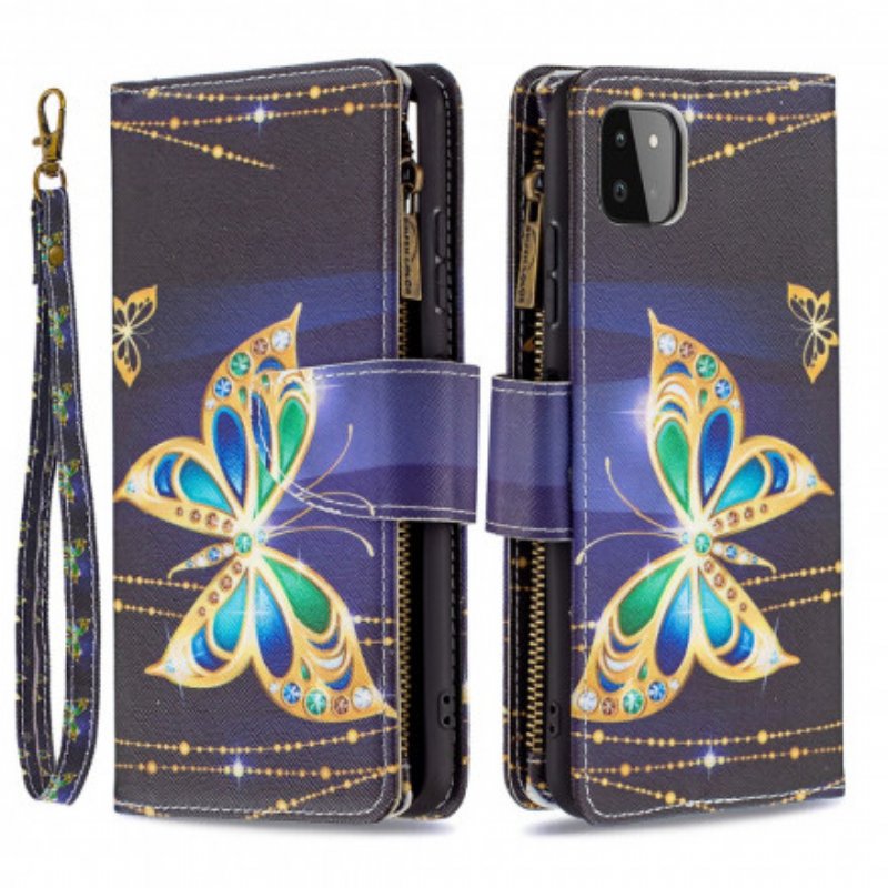 Fodral Samsung Galaxy A22 5G Butterflies Art Dragkedja