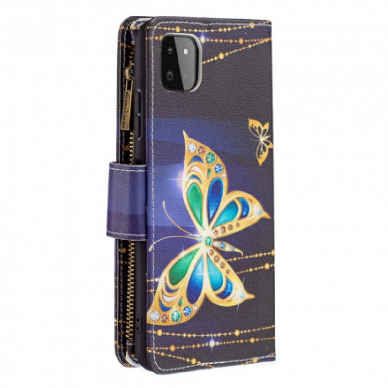 Fodral Samsung Galaxy A22 5G Butterflies Art Dragkedja