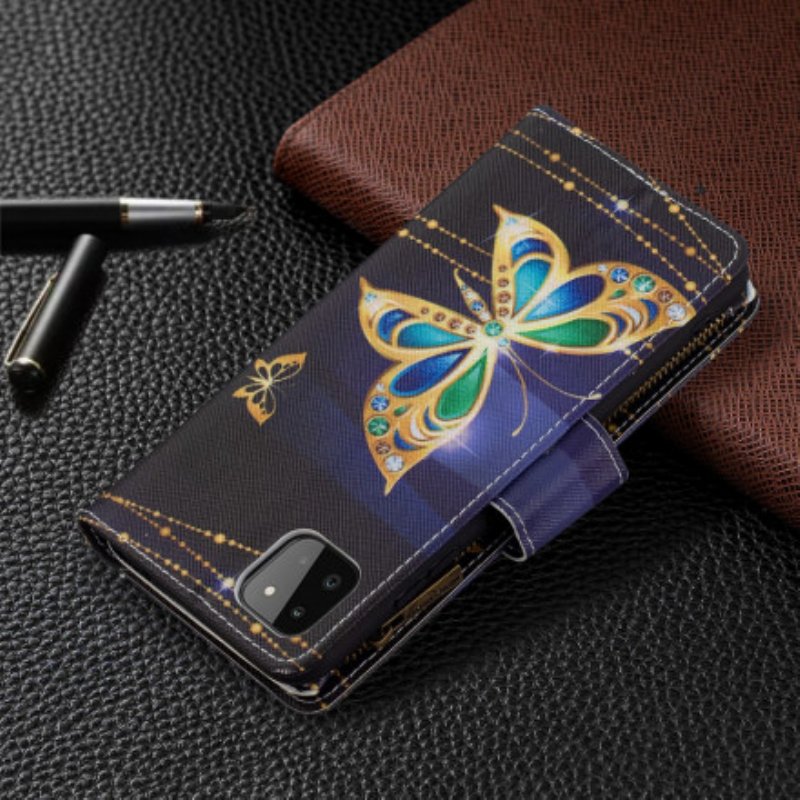 Fodral Samsung Galaxy A22 5G Butterflies Art Dragkedja