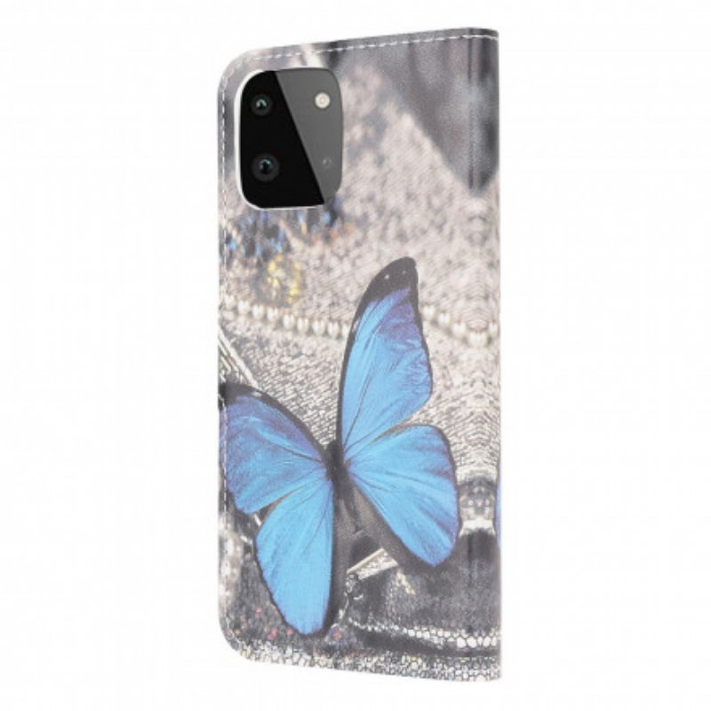 Fodral Samsung Galaxy A22 5G Butterfly Prestige Blue