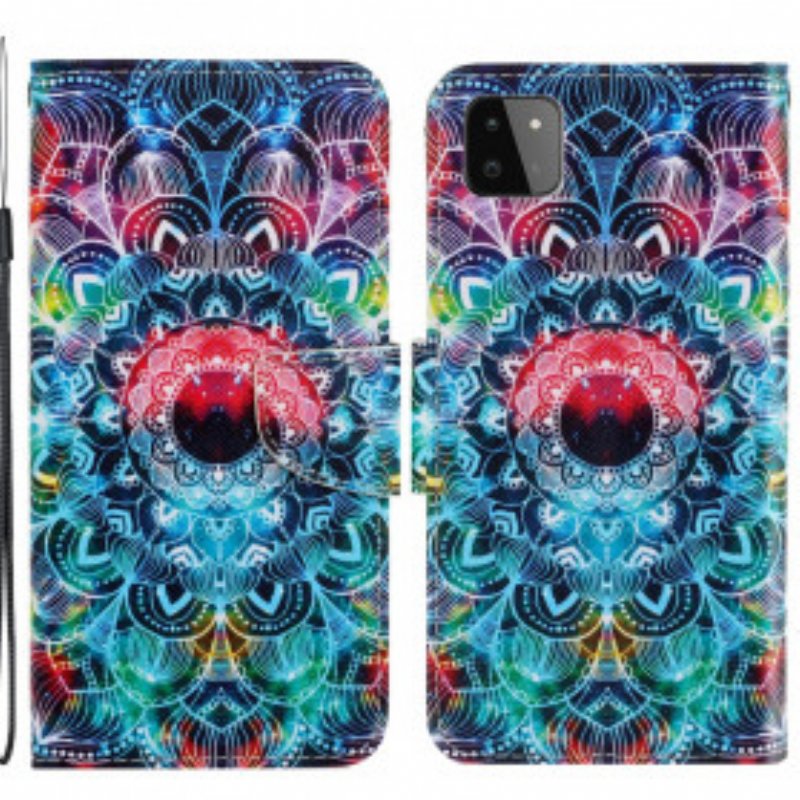 Fodral Samsung Galaxy A22 5G Med Kedjar Flashig Strappy Mandala