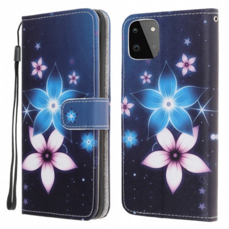 Fodral Samsung Galaxy A22 5G Med Kedjar Lunar Strap Blommor