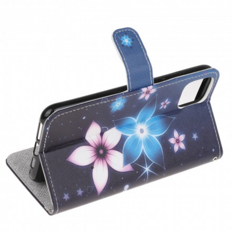 Fodral Samsung Galaxy A22 5G Med Kedjar Lunar Strap Blommor