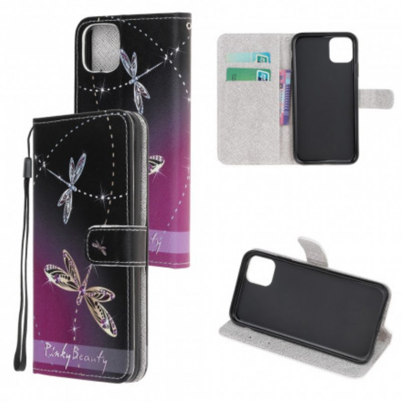 Fodral Samsung Galaxy A22 5G Med Kedjar Strappy Dragonflies