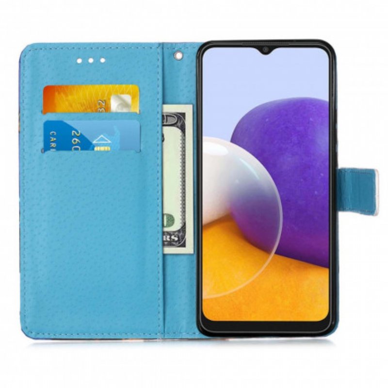 Folio-fodral Samsung Galaxy A22 5G Gyllene Fjärilar