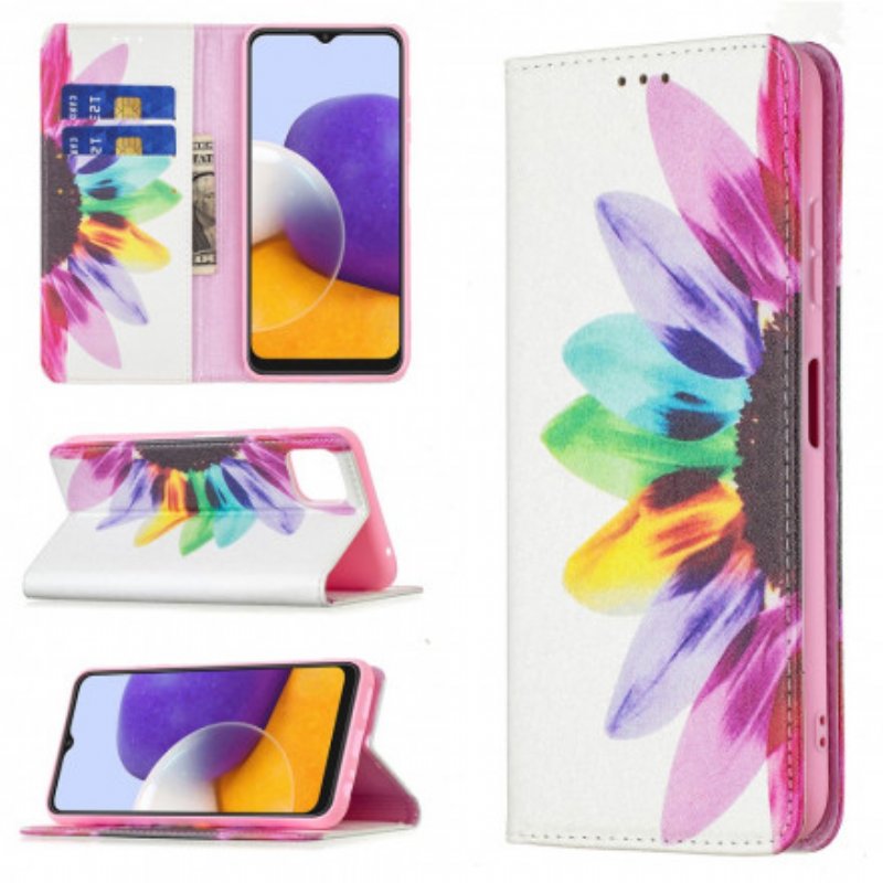 Folio-fodral Samsung Galaxy A22 5G Läderfodral Akvarell Blomma