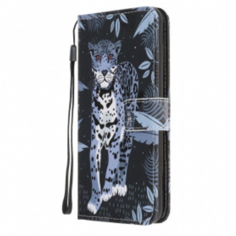 Folio-fodral Samsung Galaxy A22 5G Med Kedjar Strappy Leopard