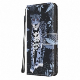 Folio-fodral Samsung Galaxy A22 5G Med Kedjar Strappy Leopard