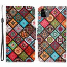 Folio-fodral Samsung Galaxy A22 5G Patchwork-mandalas Med Linne