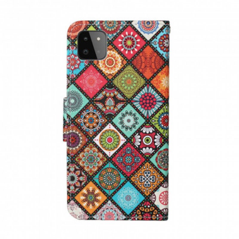 Folio-fodral Samsung Galaxy A22 5G Patchwork-mandalas Med Linne