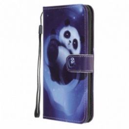 Läderfodral Samsung Galaxy A22 5G Med Kedjar Panda Space Med Lanyard