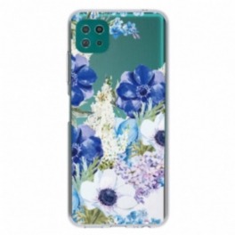 Mobilskal Samsung Galaxy A22 5G Sömlös Akvarell Blå Blommor