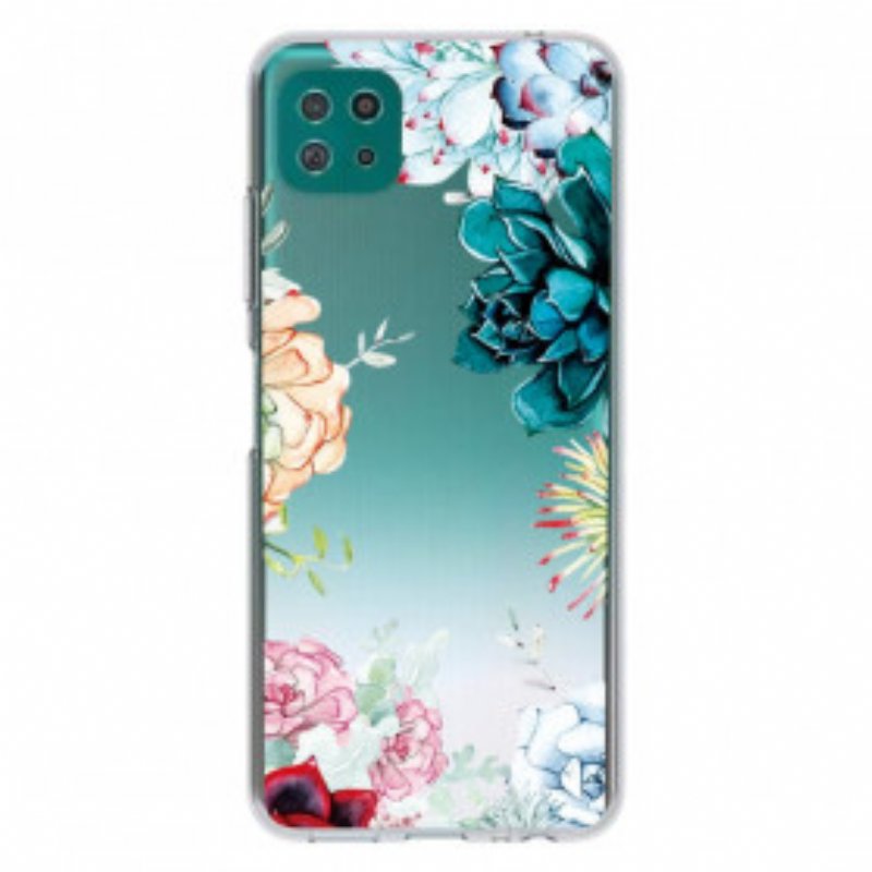 Skal Samsung Galaxy A22 5G Sömlös Akvarell Blommor