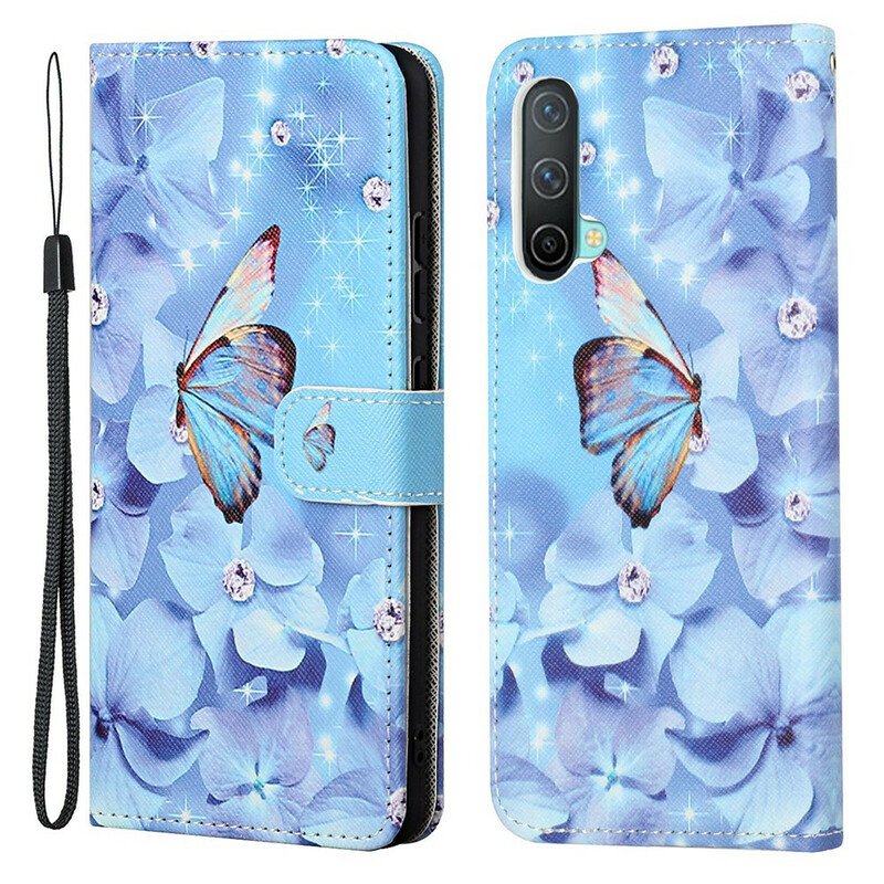 Fodral OnePlus Nord CE 5G Med Kedjar Strappy Diamond Butterflies