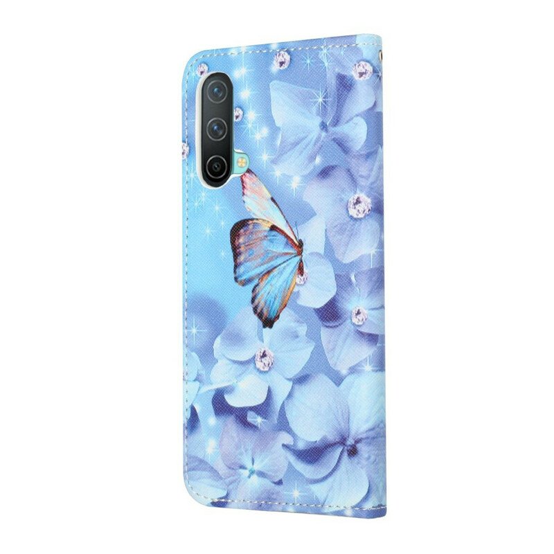 Fodral OnePlus Nord CE 5G Med Kedjar Strappy Diamond Butterflies