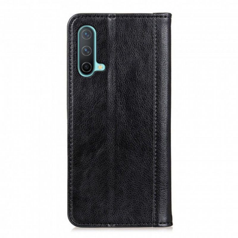 Folio-fodral OnePlus Nord CE 5G Läderfodral Elegance Split Litchi Läder