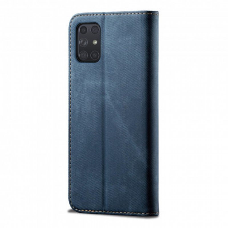 Folio-fodral Samsung Galaxy A72 4G / A72 5G Läderfodral Denim Tyg