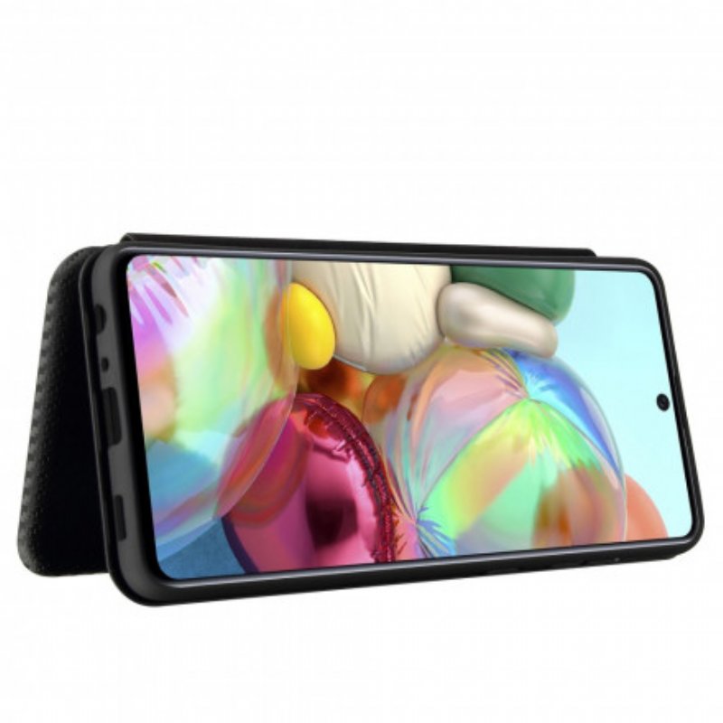 Folio-fodral Samsung Galaxy A72 4G / A72 5G Läderfodral Kolfiber