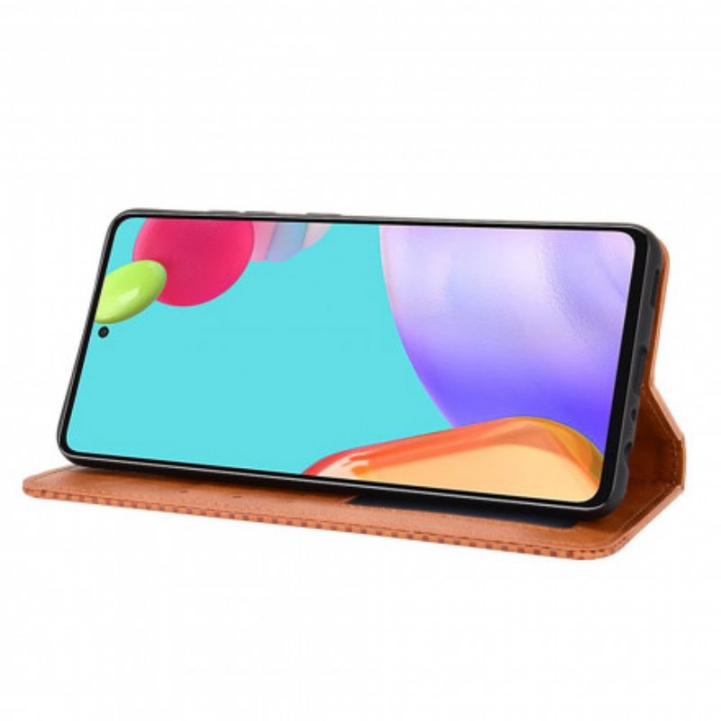 Folio-fodral Samsung Galaxy A72 4G / A72 5G Läderfodral Stiliserad Vintage Lädereffekt