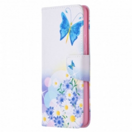 Folio-fodral Samsung Galaxy A72 4G / A72 5G Målade Fjärilar Och Blommor