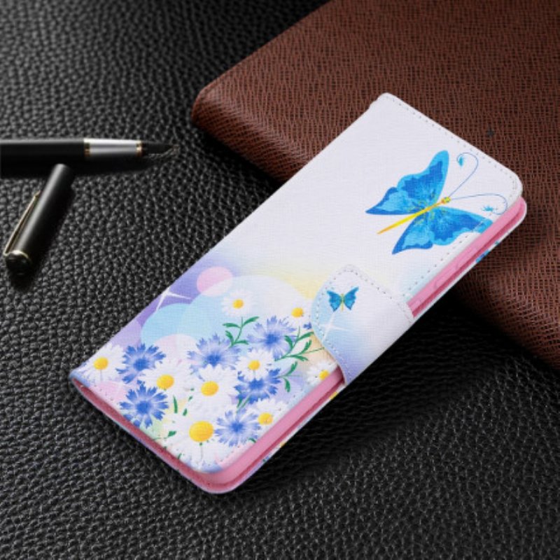 Folio-fodral Samsung Galaxy A72 4G / A72 5G Målade Fjärilar Och Blommor